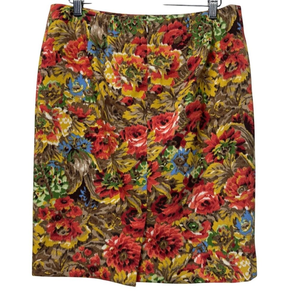 Talbots Petite Floral Pencil Skirt Mid Length Women 10P Multicolor - Picture 2 of 8